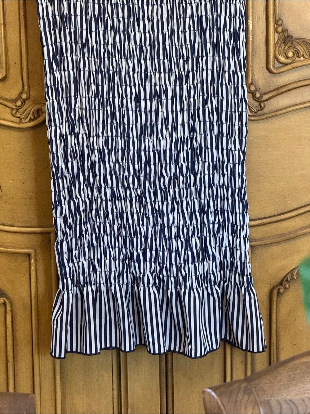 Blue and White Striped Smocked Dress - Picture 5 of 9
